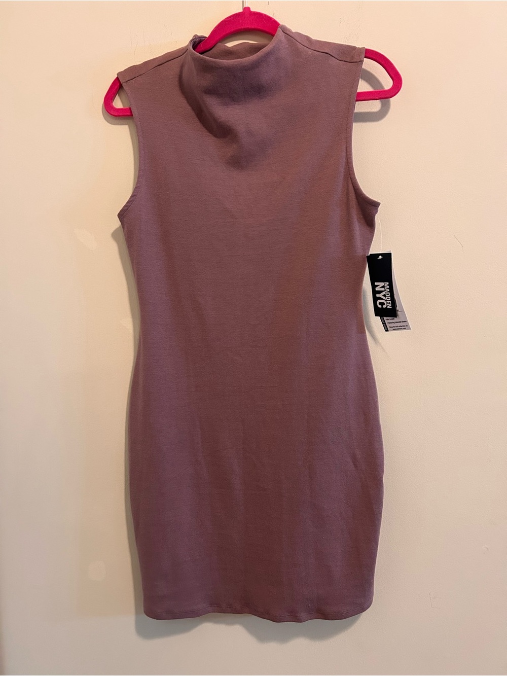 Sleeveless Mock Neck Midi Bodycon Dress in Mauve
